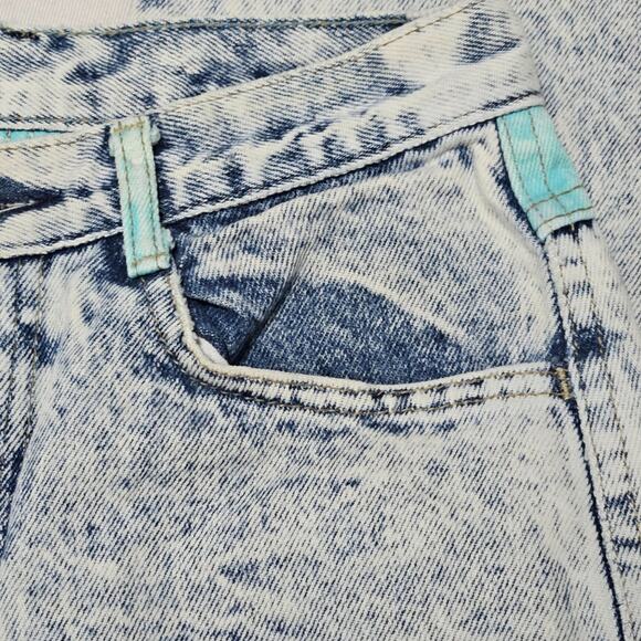 80s Acid Wash Cap Ferrat Denim Blue Jean Pink Blue High Waisted Mom Jeans Size 7 - Picture 6 of 13